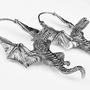 Dragon Earrings in Silver Brass