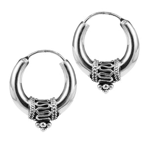 silver bali hoop earrings with dots