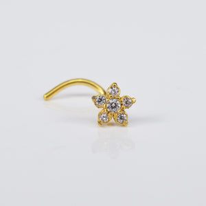 Gold PVD Plated Nose Stud with CZ Flower