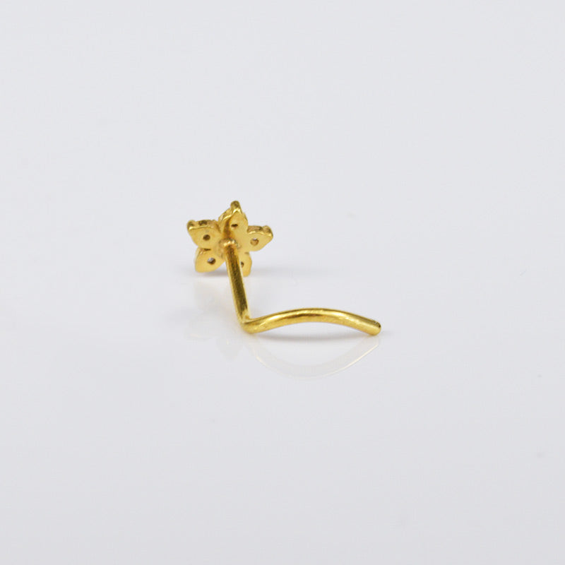 Gold PVD Plated Nose Stud with CZ Flower