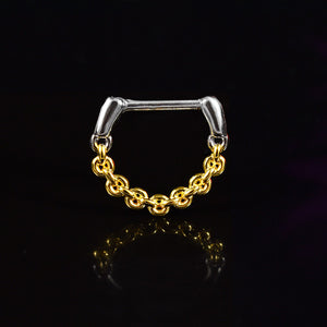 septum clicker ring with gold chain
also suitable for daith piercing