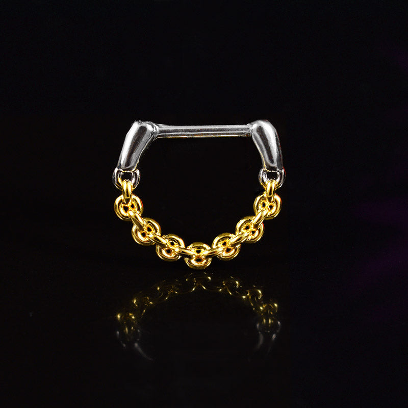 septum clicker ring with gold chain
also suitable for daith piercing