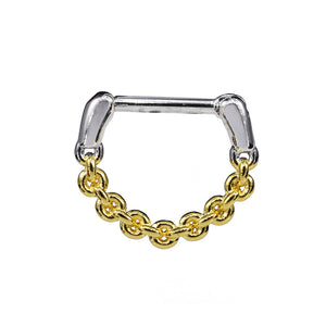 Septum or Daith Clicker with Gold Chain Design