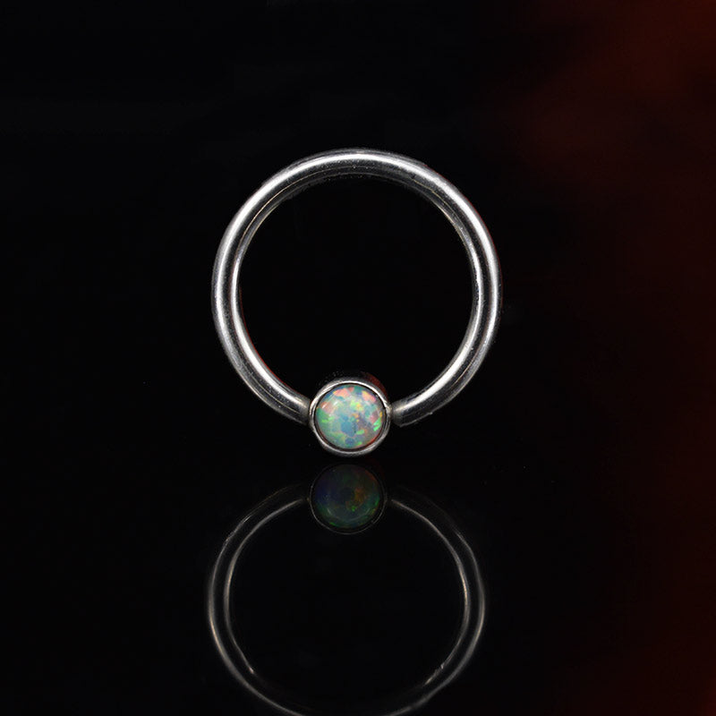 ball closure ring with opal 6mm 8mm