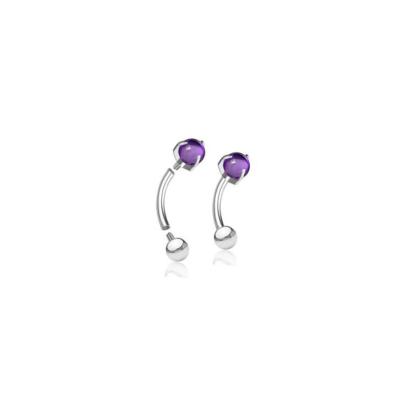 Curved Barbell with Amethyst Stone