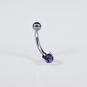 1.2mm curved barbell with purple amethyst stone internally threaded