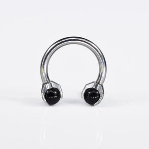 1.2mm circular barbell with black onyx balls, internally threaded