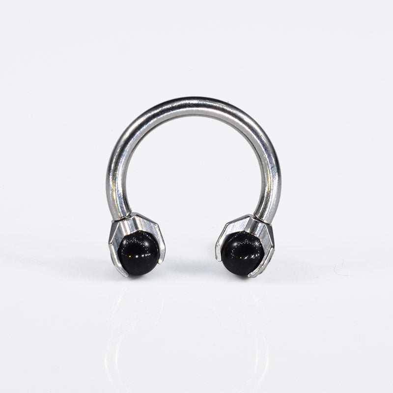 1.2mm circular barbell with black onyx balls, internally threaded