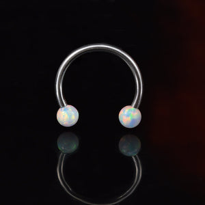 circular barbell with opal ball ends