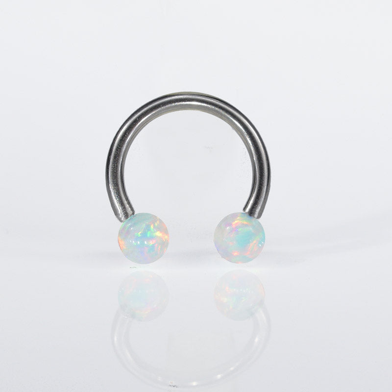 horseshoe barbell with opal balls