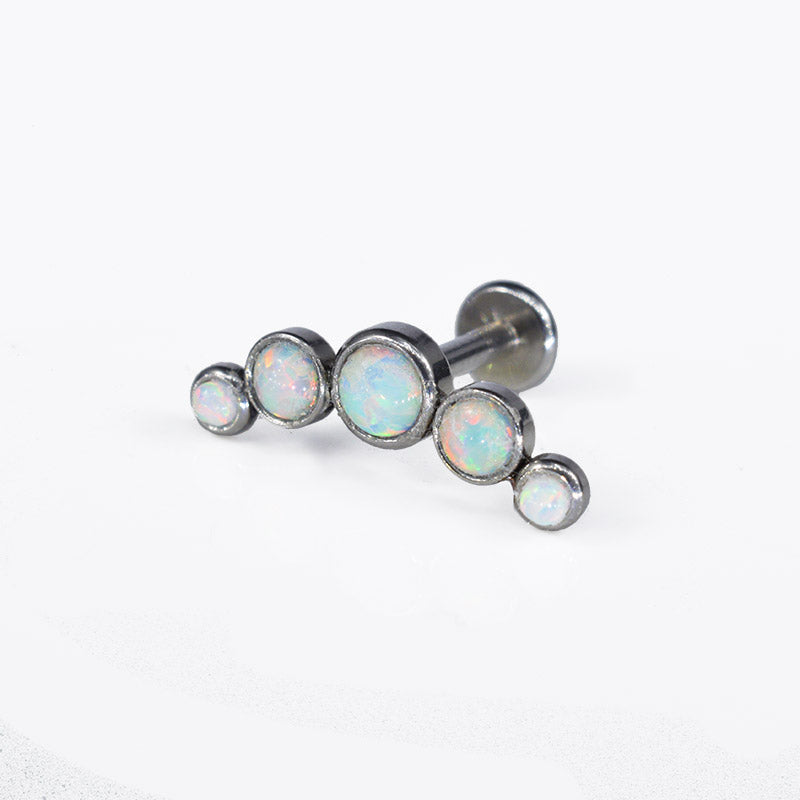 Opal curve labret stud