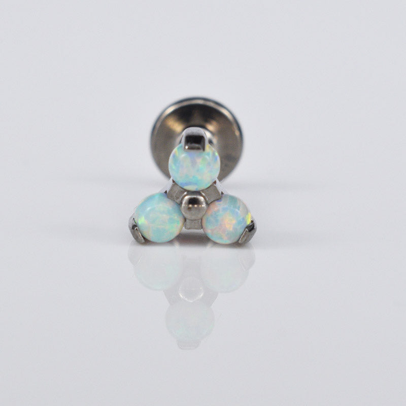 Titanium Labret with White Opal Trinity