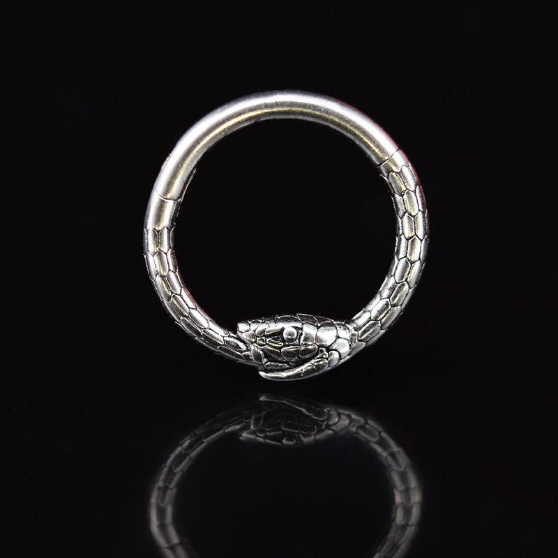 Ouroboros snake hinged segment piercing ring