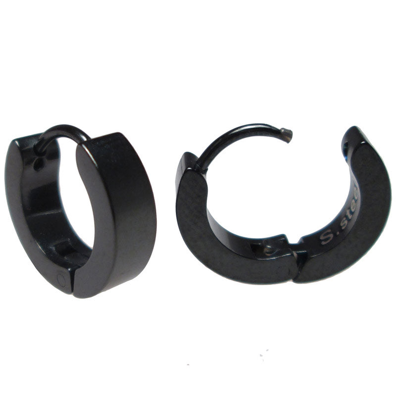 Huggies Earrings in Black Steel 'Pantah'