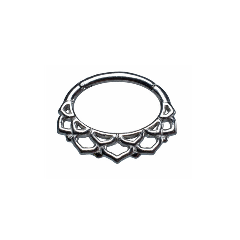 Clicker Ring for Septum or Daith | Tribal Lotus Design – Arka